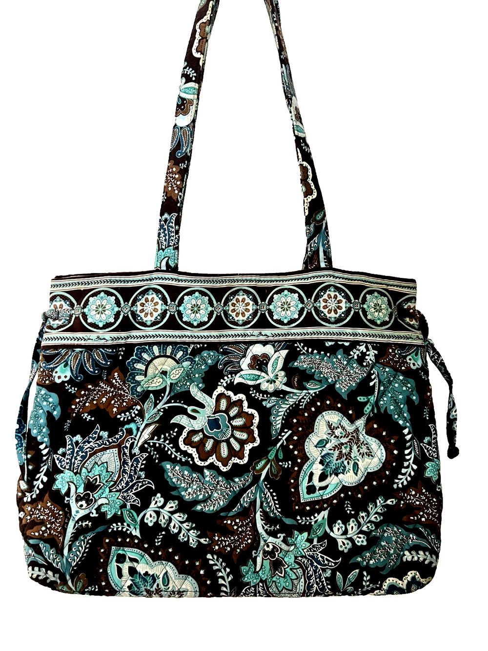 Vera Bradley Shoulder Handbag Java Blue Turquoise Brown Paisley Print RETIRED